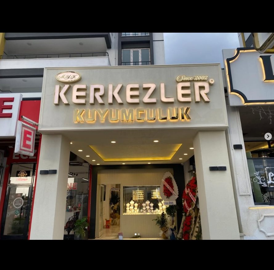 Kerkezler Kuyumculuk premium ışıklı kutu harf tabela uygulaması